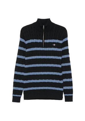 Gant cable-knit striped sweater - Black