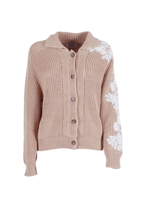 Ermanno Scervino lace-patch chunky-knit cardigan - Neutrals