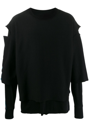 Facetasm destroyed double T-shirt - Black