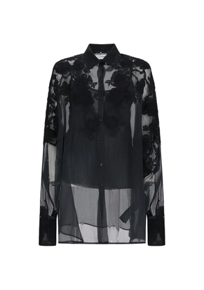Ermanno Scervino embroidered sheer shirt - Black