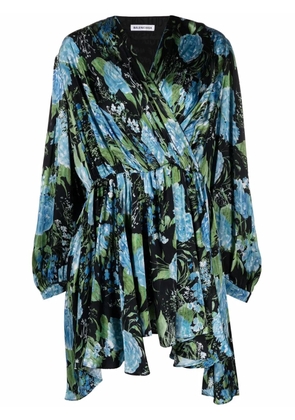 Balenciaga floral-print wrap dress - Black