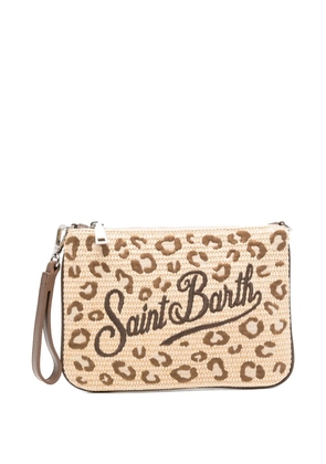 MC2 Saint Barth Parsienne leopard-embroidered clutch bag - Neutrals