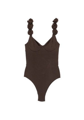 TWINSET floral-applique swimsuit - Brown