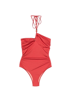 Anjuna bead-embellished ruched swimsuit - Red