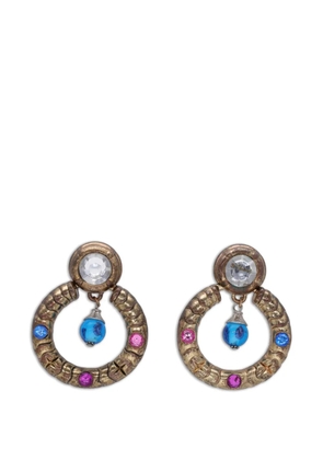 Vintage crystal-embellished pendant earrings - Gold