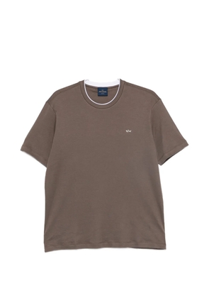 Paul & Shark logo-embroidered contrast-trim T-shirt - Brown