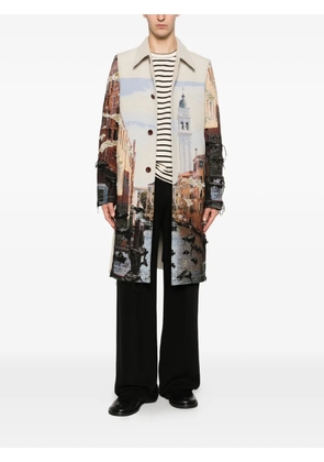 Junya Watanabe MAN tapestry frayed coat - Neutrals