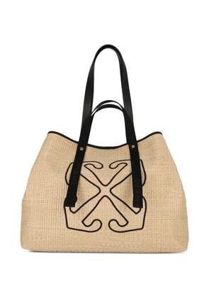 Off-White logo-motif woven tote bag - Neutrals