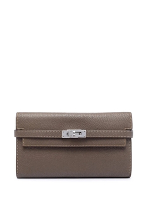 Hermès Pre-Owned 2014 Chevre Mysore Kelly Longue Wallet long wallets - Brown