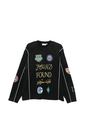 FOUND patch-detail contrast-piping sweater - Black