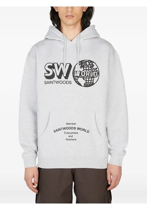 Saintwoods graphic-print hooded hoodie - Grey