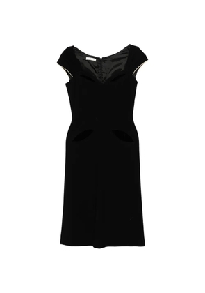 Prada Pre-Owned 2004 Sweetheart Neck Black Wool Midi Dress