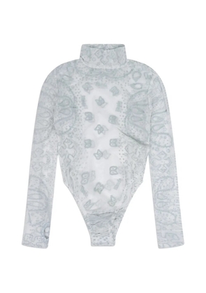 RHUDE bandana-print mesh bodysuit - White