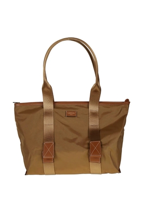 Lancel logo-plaque leather-trim tote bag - Brown