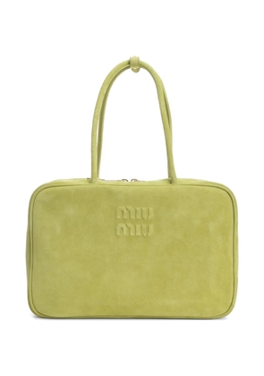 Miu Miu Beau embossed-logo tote bag - Green