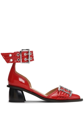 GANNI buckled open cut pumps - Red