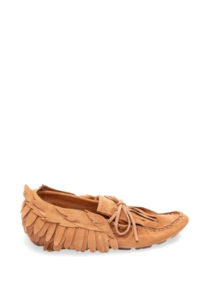 Alberta Ferretti fringe-trimmed bow-detail loafers - Brown