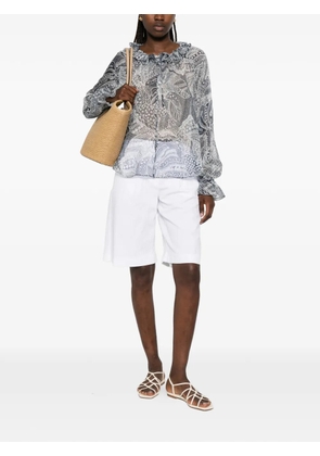 Raquel Diniz Kate print-detail ruffled blouse - Blue