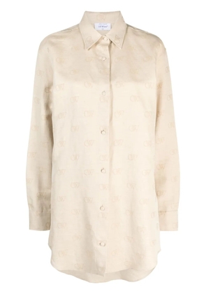 Off-White logo-jacquard cotton blend overshirt - Neutrals