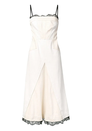 Alexander McQueen scalloped lace denim dress - Neutrals