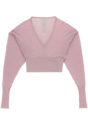 Rick Owens semi-sheer V-neck cropped jumper - Pink