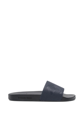 Stefano Ricci eagle-embossed leather slides - Blue