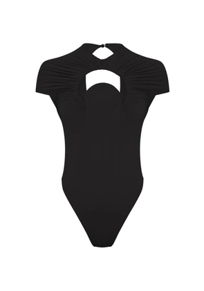 Marine Serre Moon gathered swimsuit - Black