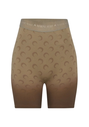 Marine Serre Moon-print faded shorts - Neutrals