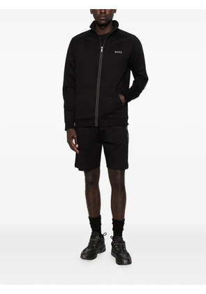 BOSS logo-print zip-fastening sweatshirt - Black