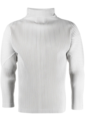 Homme Plissé Issey Miyake plissé-effect mock-neck T-shirt - Grey