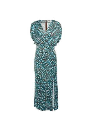 Dvf Vintage leaf-print wrap-style dress - Blue