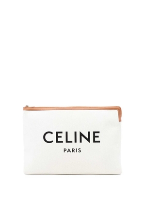 Celine Pre-Owned 2020 Large Canvas Logo clutch bag - White