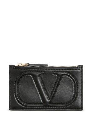 Valentino Garavani VLogo Walk zip card holder in calfskin - Black