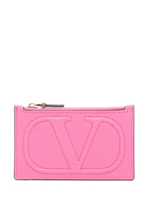 Valentino Garavani VLogo Walk zip card holder in nappa - Pink