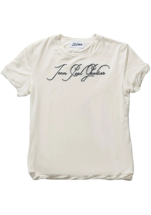 Jean Paul Gaultier logo-embroidered T-shirt - Neutrals