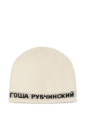 Gosha Rubchinskiy logo-intarsia beanie hat - Neutrals
