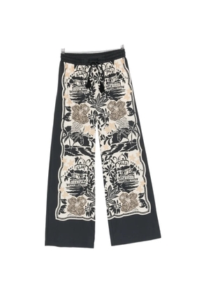 ERMANNO FIRENZE graphic-print drawstring palazzo trousers - Black