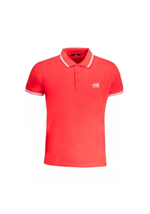 Cavalli Class Red Cotton Men Polo Shirt - L
