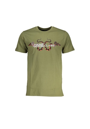 Cavalli Class Verde Cotton Men T-Shirt - XL