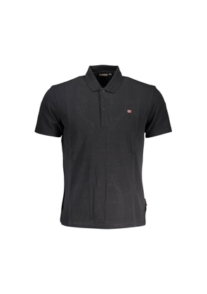 Napapijri Black Cotton Men Polo Shirt - M