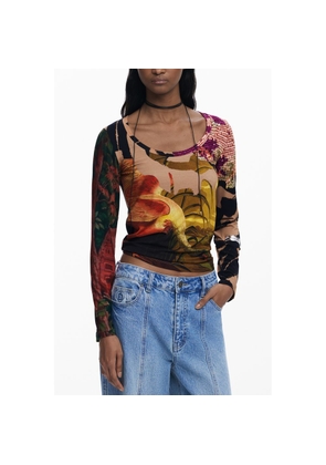 Desigual Marrone Viscosa Women T-Shirt - XS