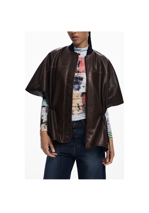 Desigual Burgundy Polyurethane Women Poncho - One Size