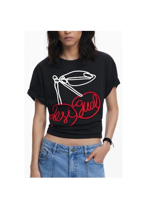 Desigual Black Cotton Women T-Shirt - XS