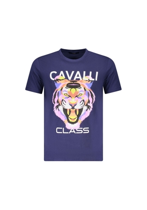 Cavalli Class Blu Cotton Men T-Shirt - L