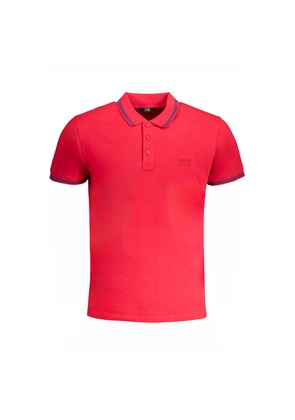Cavalli Class Red Cotton Men Polo Shirt - L
