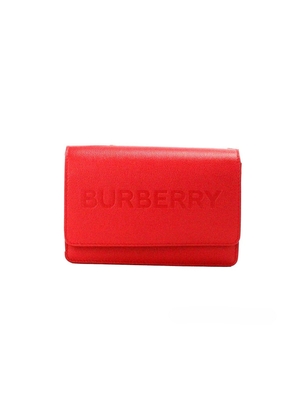 Burberry Hampshire Small Red Embossed Logo Smooth Leather Crossbody Bag