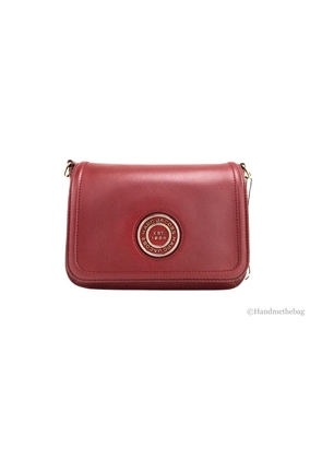 Marc Jacobs Medium Metal Signet Syrah Smooth Leather Flap Crossbody Purse Bag
