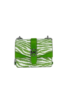 Michael Kors Greenwich Small Print Logo Crossbody Tote Chain Bag  Jungle Green $498