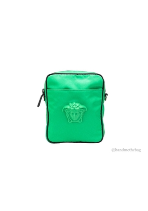Versace Small Bright Green Nylon Fabric Medusa Crossbody Messenger Bag Purse
