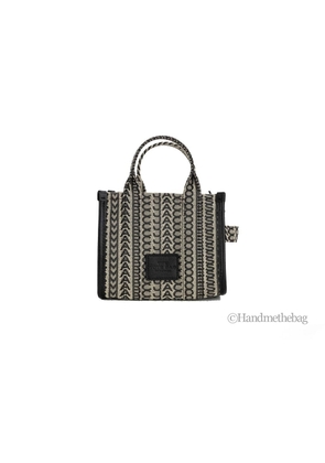 Marc Jacobs The Monogram Beige Mini Tote Woven Jacquard Canvas Crossbody Handbag